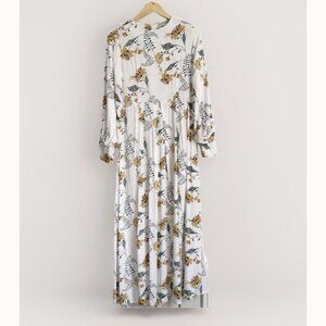 Refka Ivory Floral Bishop Sleeve Maxi Dress Size 6 Prairie Boho Peasant Feminine